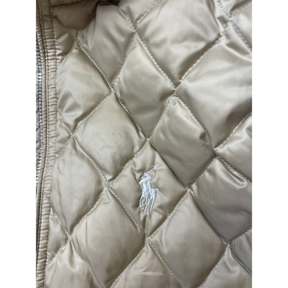Polo Golf Ralph Lauren Women Quilted Vest Beige Full Zip Puffer Size S - Picture 2 of 4